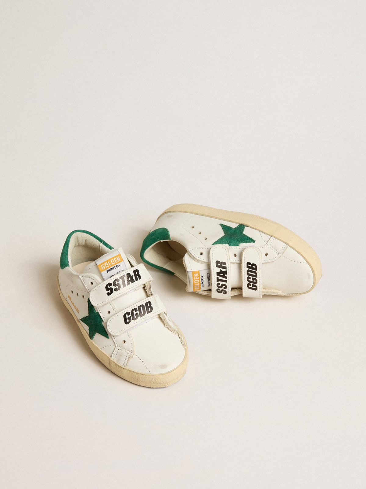 Old School Junior with green suede star and heel tab