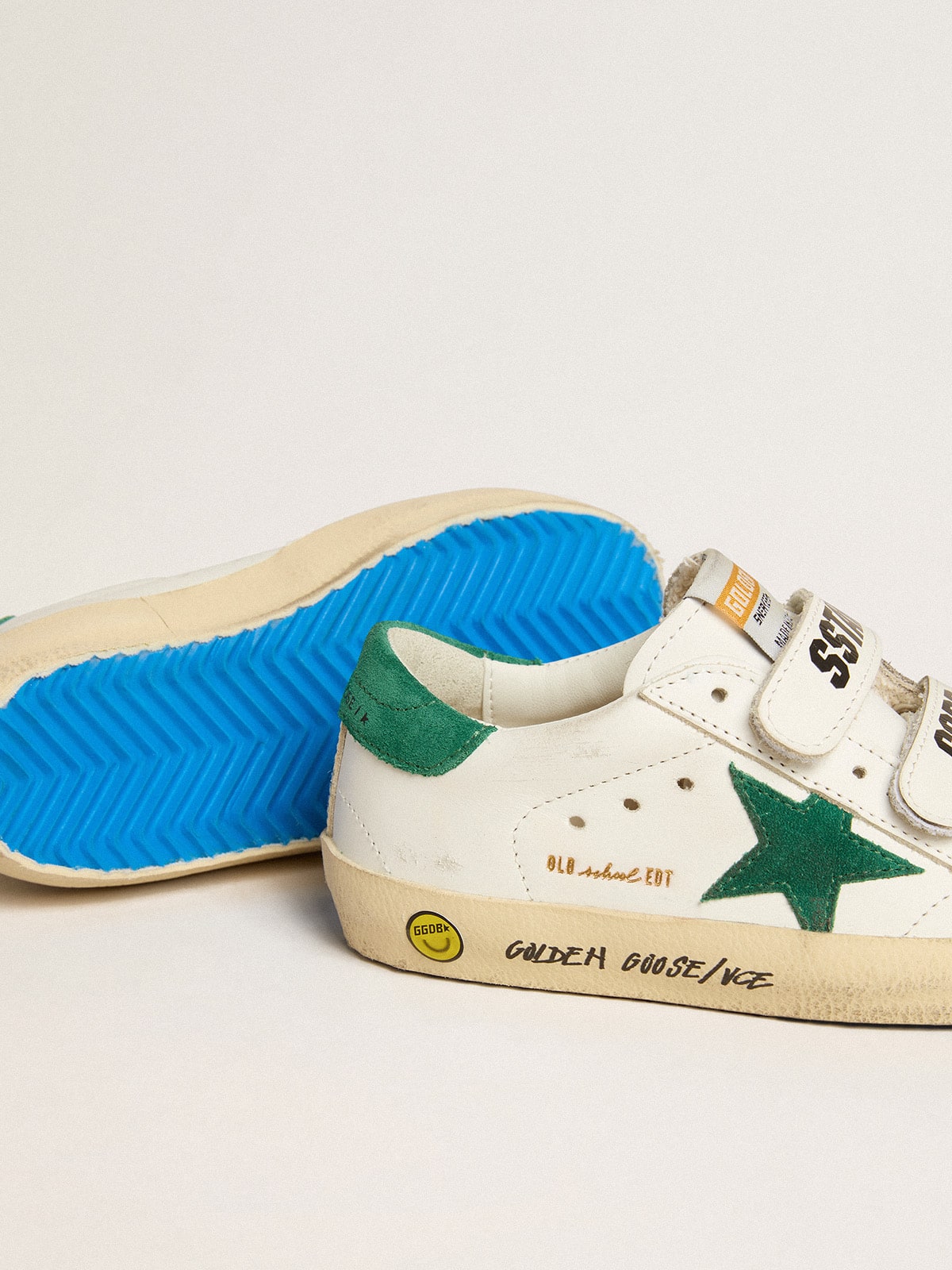 Old School Junior with green suede star and heel tab