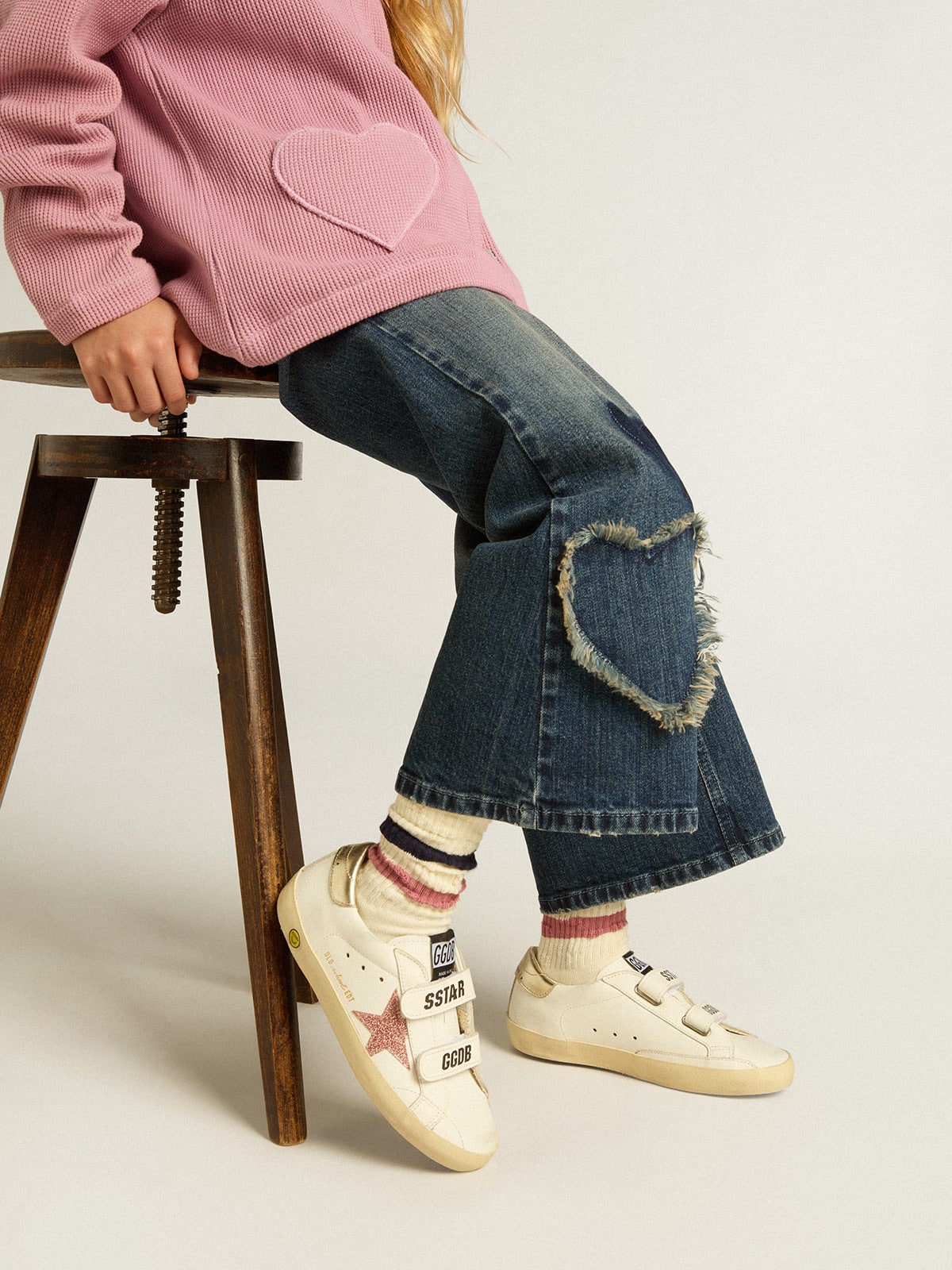 Junior Old School with metallic peach leather star