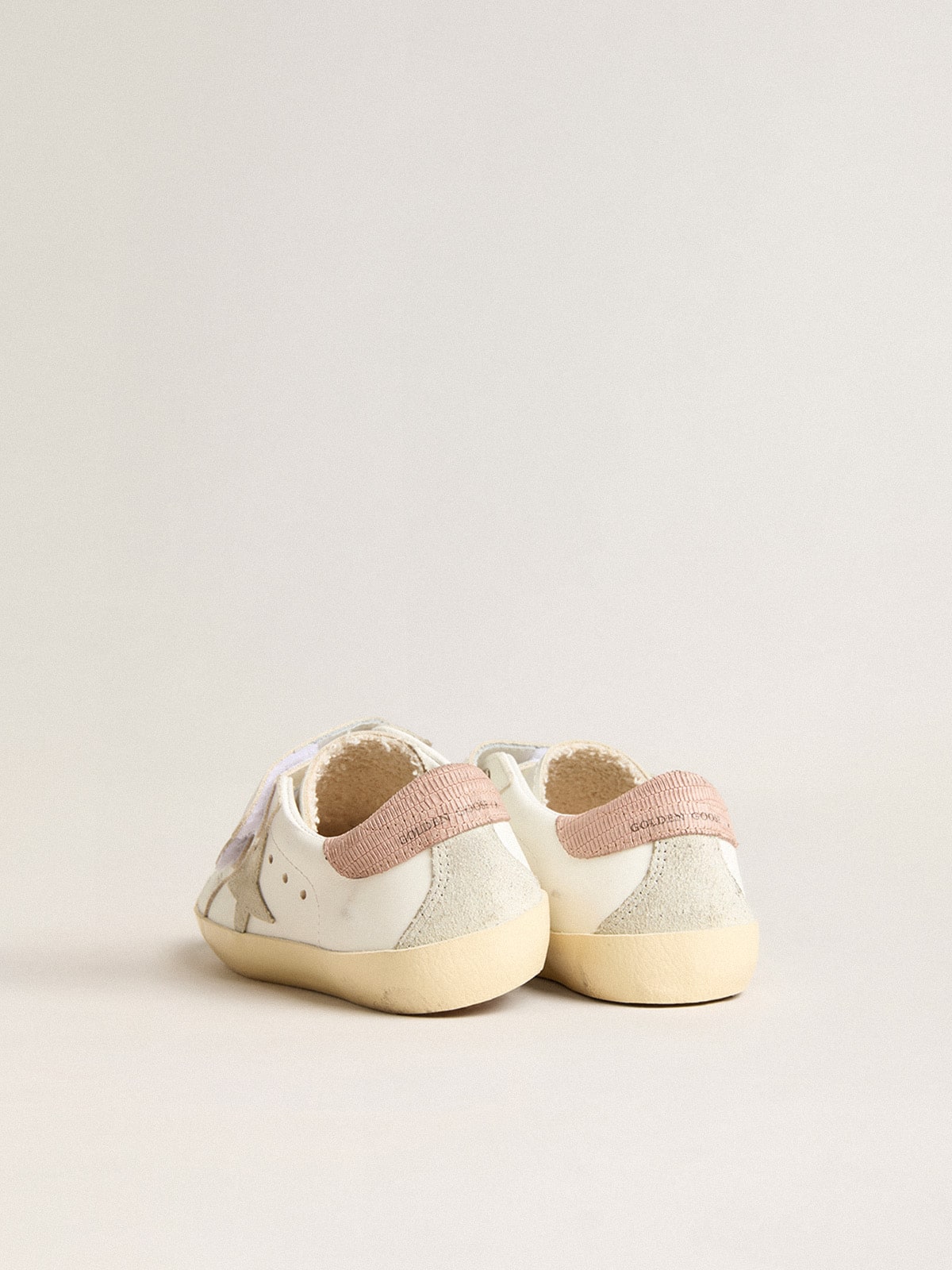 Junior Old School in leather with gray suede star and old rose heel tab