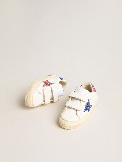 Junior May School in leather with glitter star and heel tab