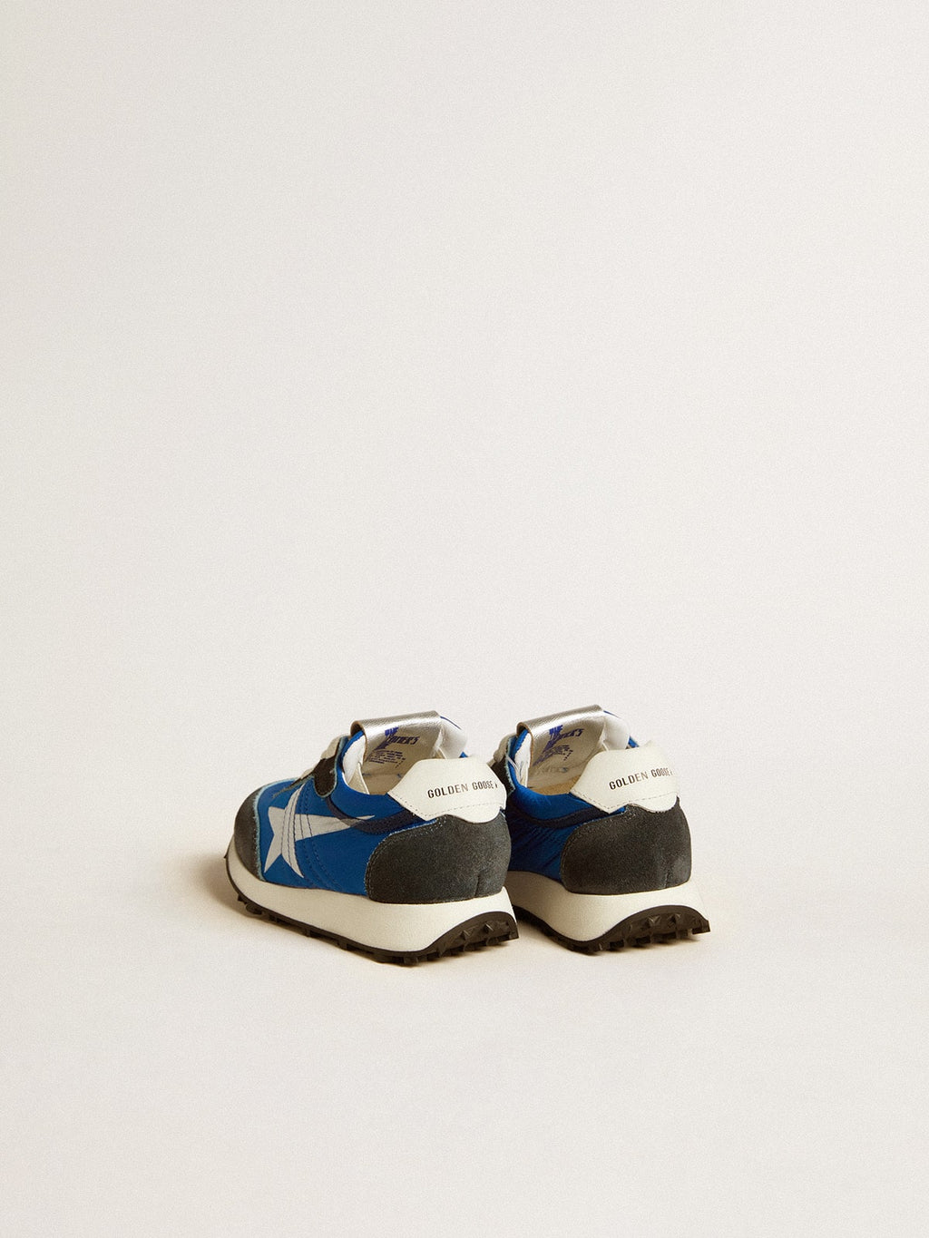 Marathon Junior in blue nylon with printed star and leather heel tab