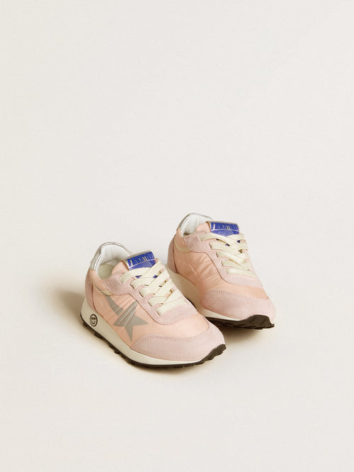 Marathon Junior in pink nylon with printed star and leather heel tab