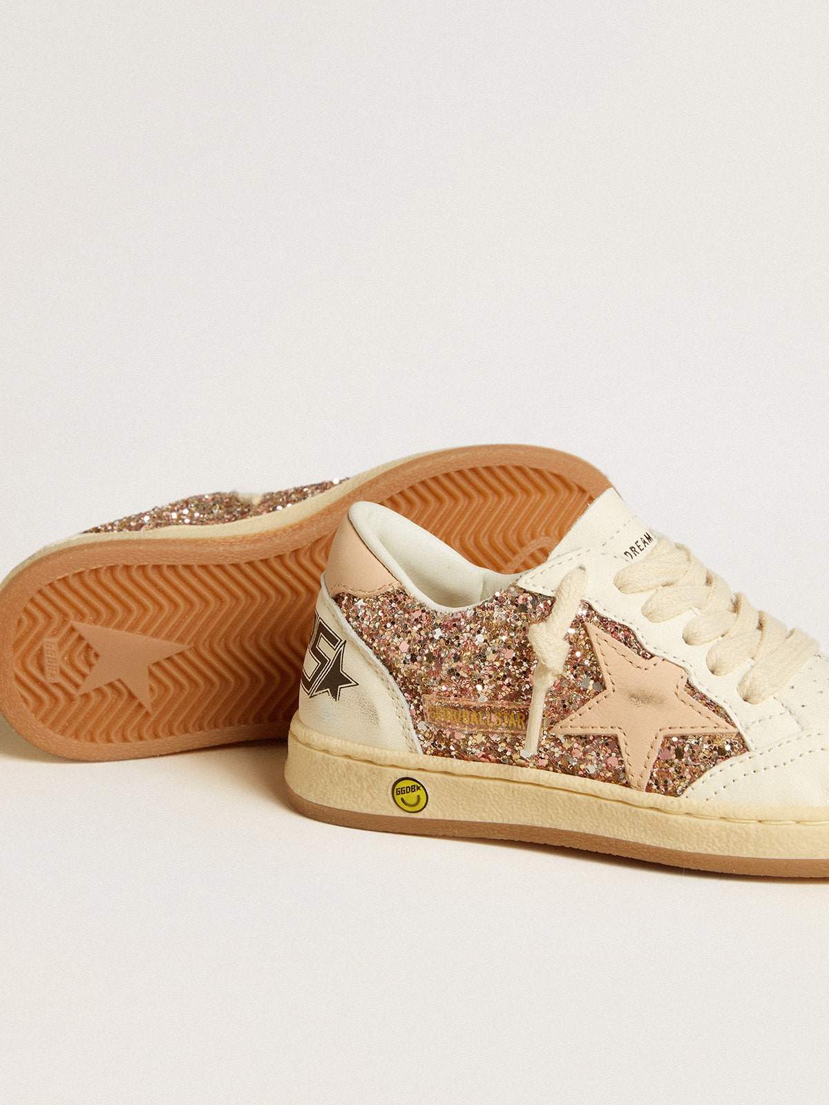 Ball Star Junior in glitter and nappa with leather star and heel tab