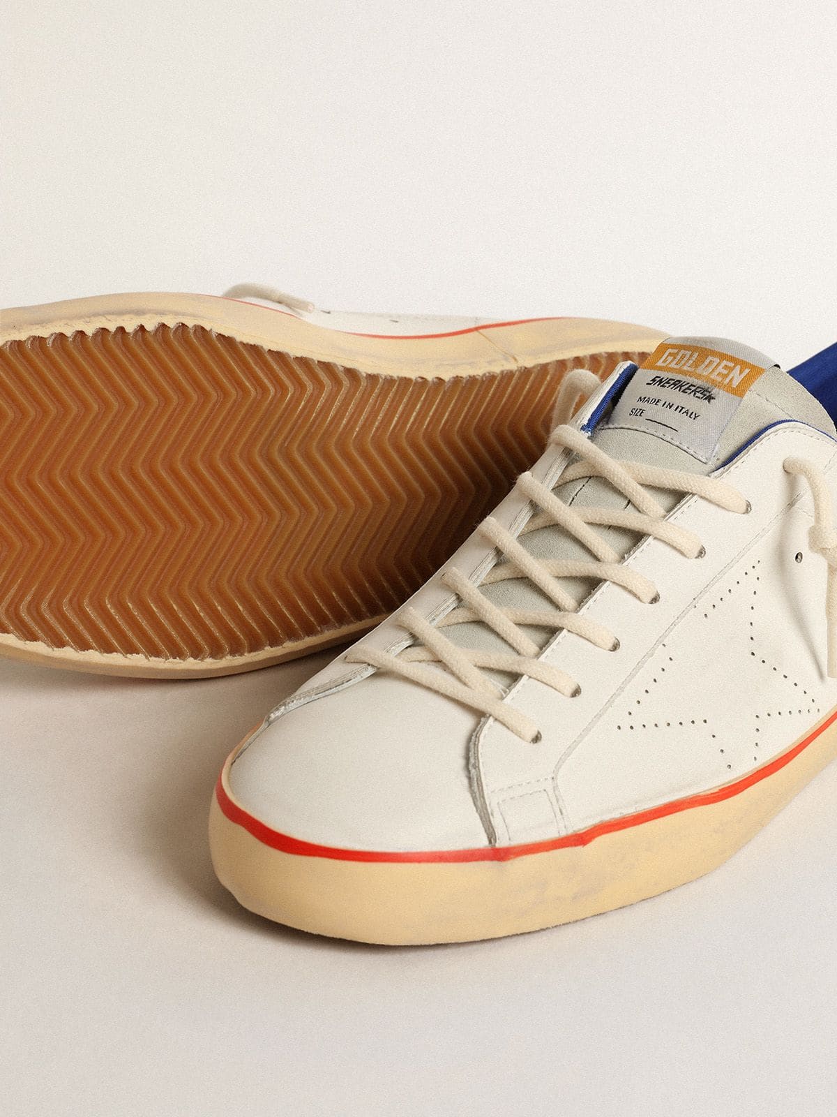 Men's Super-Star with perforated star and blue suede heel tab