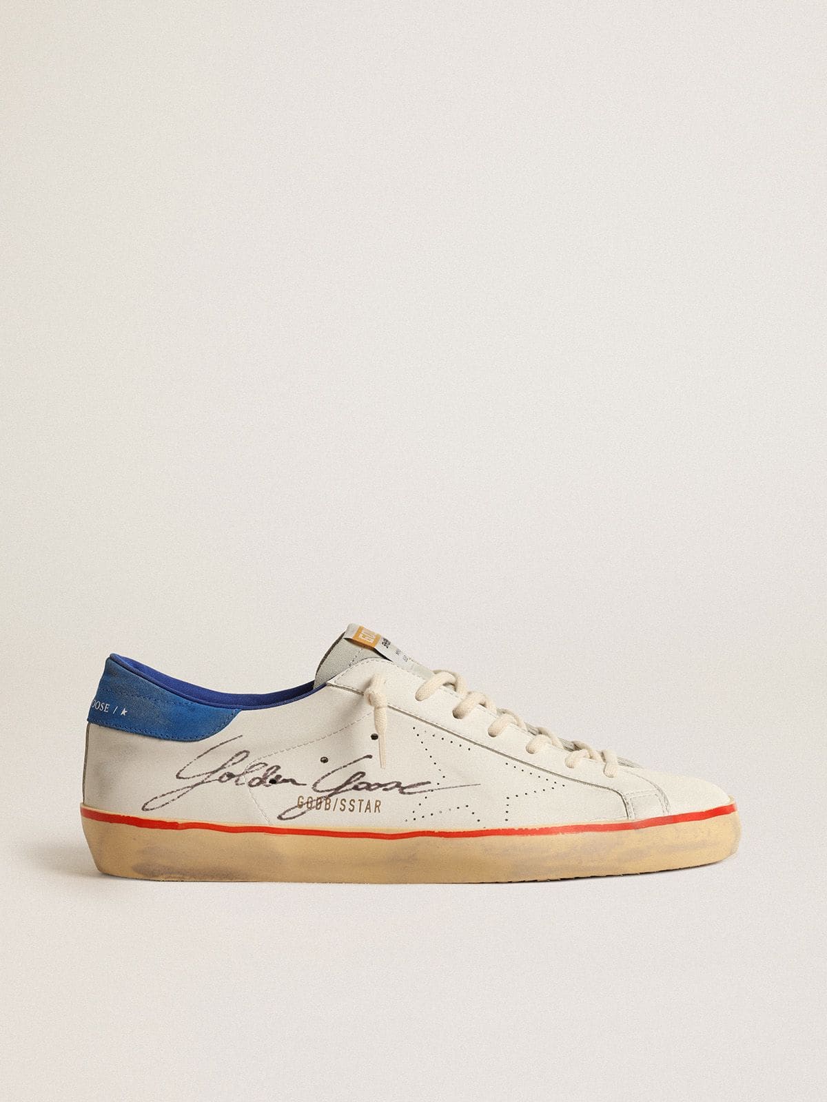 Men's Super-Star with perforated star and blue suede heel tab