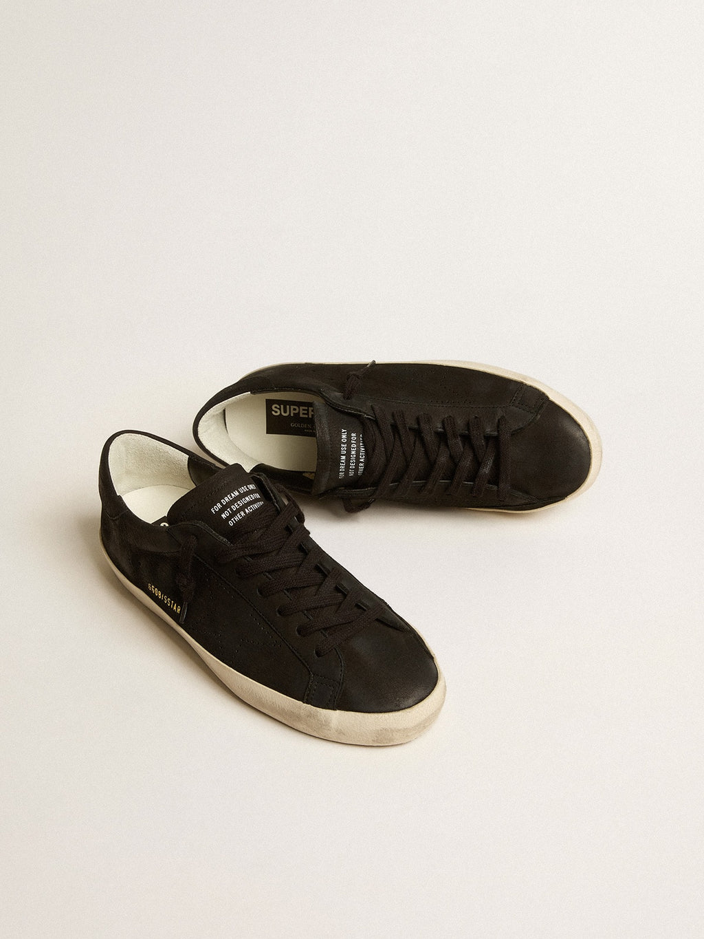 Men's Super-Star in black nubuck with perforated star and black nubuck heel tab