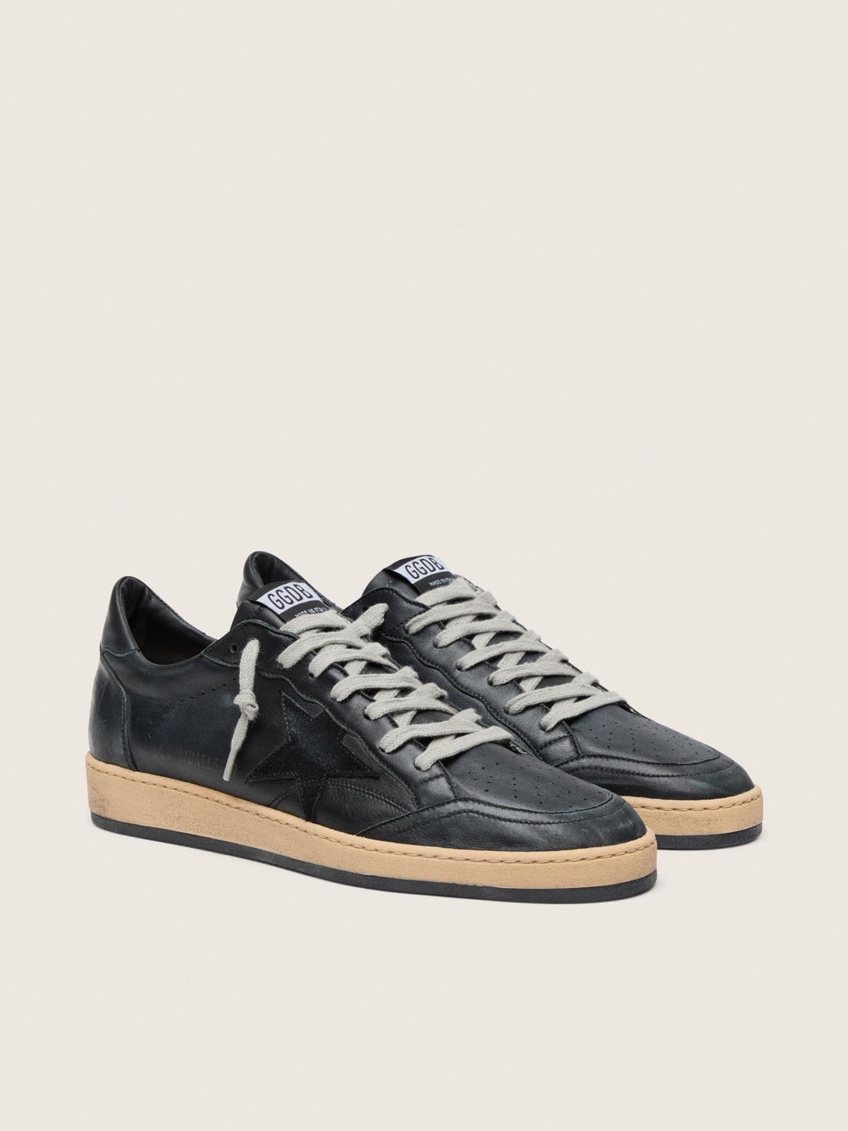 Men's Ball Star in black nappa with suede star and nappa heel tab