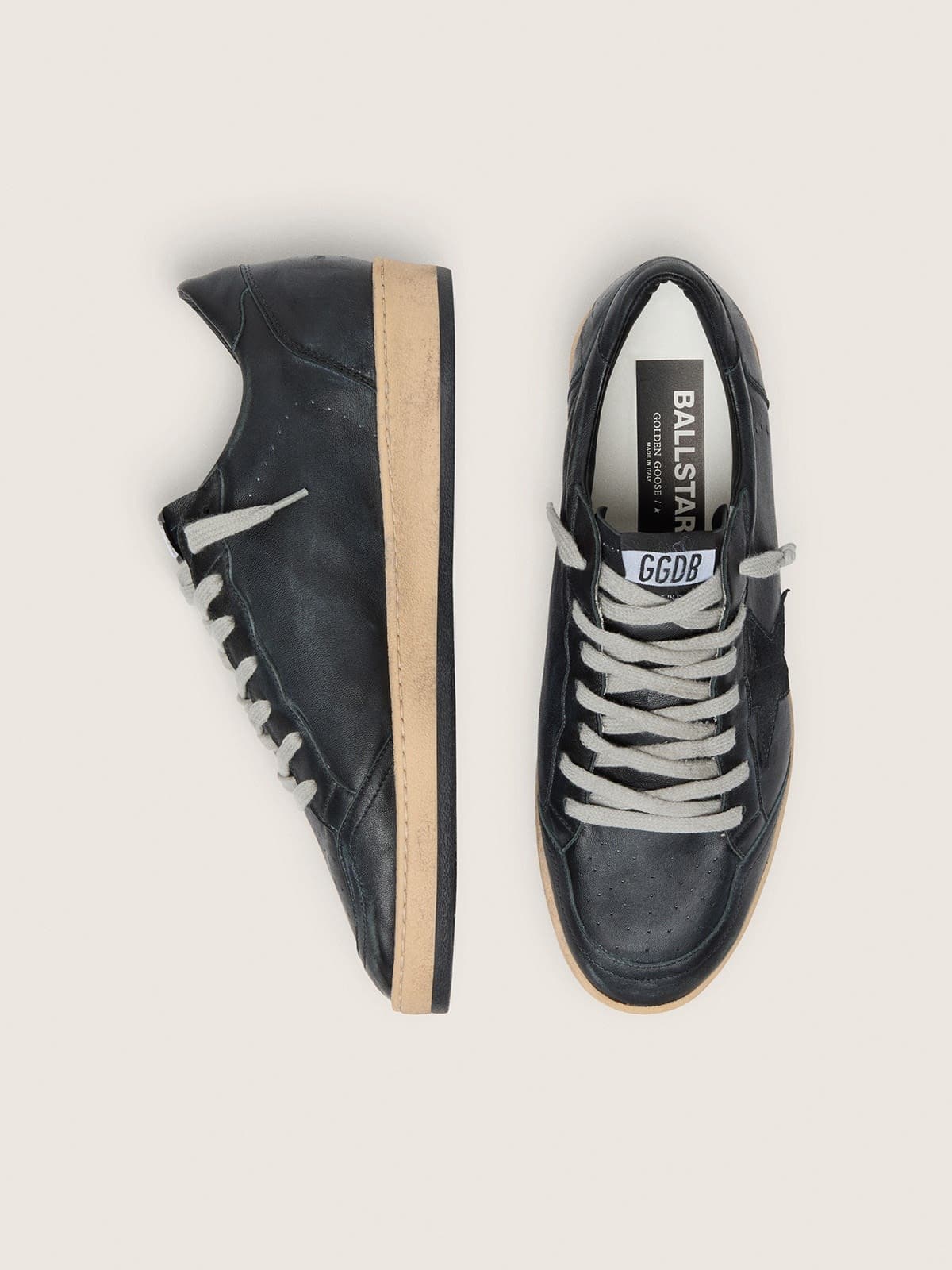 Men's Ball Star in black nappa with suede star and nappa heel tab