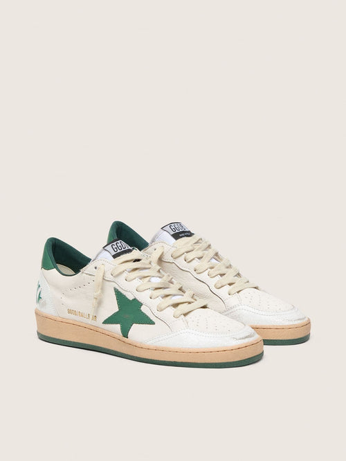 Men's Ball Star Wishes in white nappa leather with green leather star and heel tab
