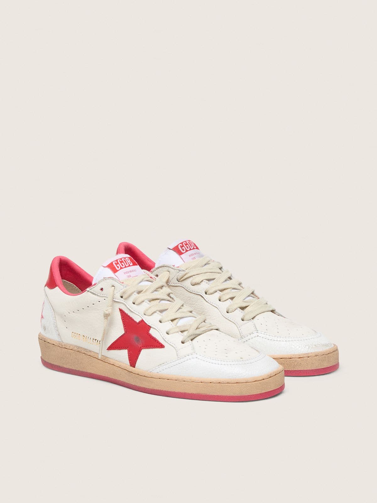 Men's Ball Star  Wishes in white leather with a red star and heel tab