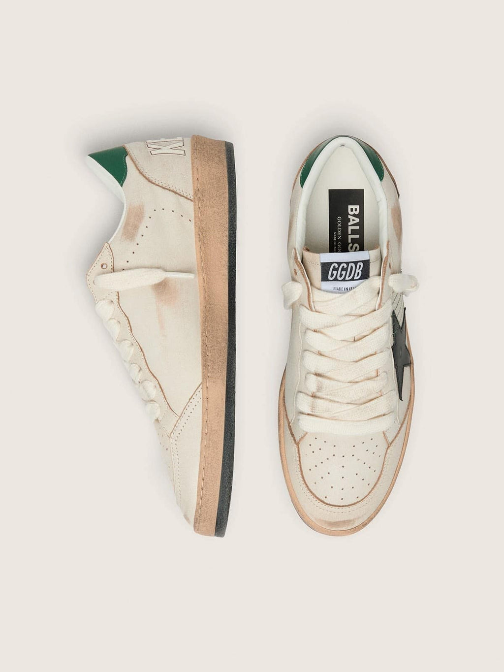 Men's Ball Star with black leather star and green leather heel tab