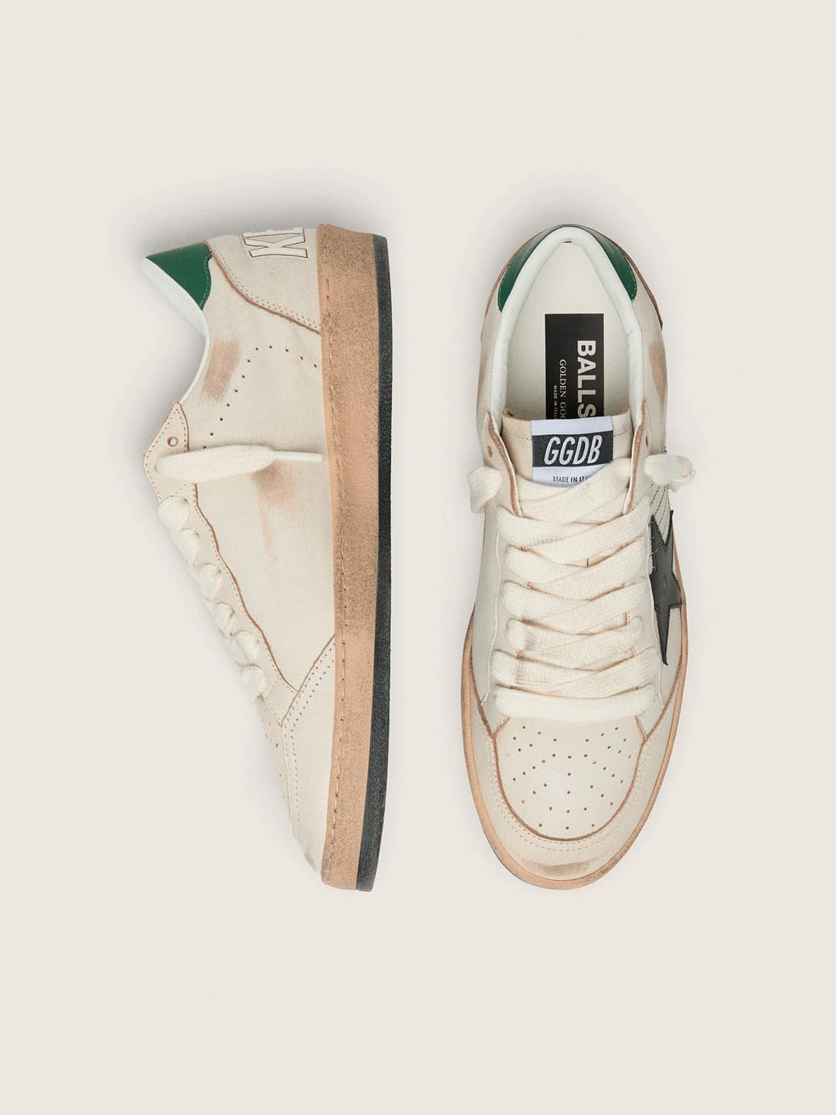 Men's Ball Star with black leather star and green leather heel tab