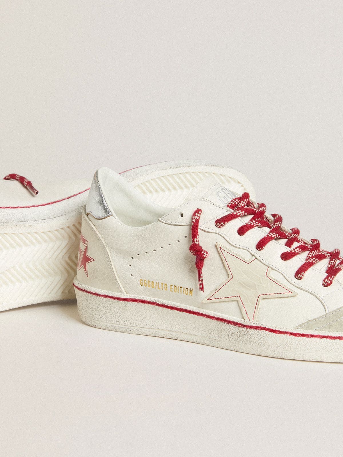 Men's Ball Star LTD CNY in white leather with a lived-in effect