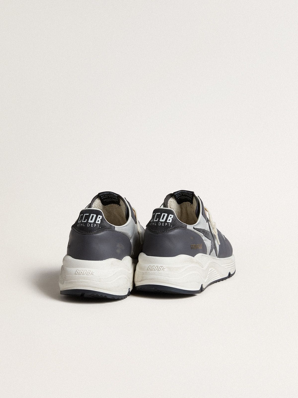 Men's Running Sole in gray nylon and black nappa leather with a black suede star