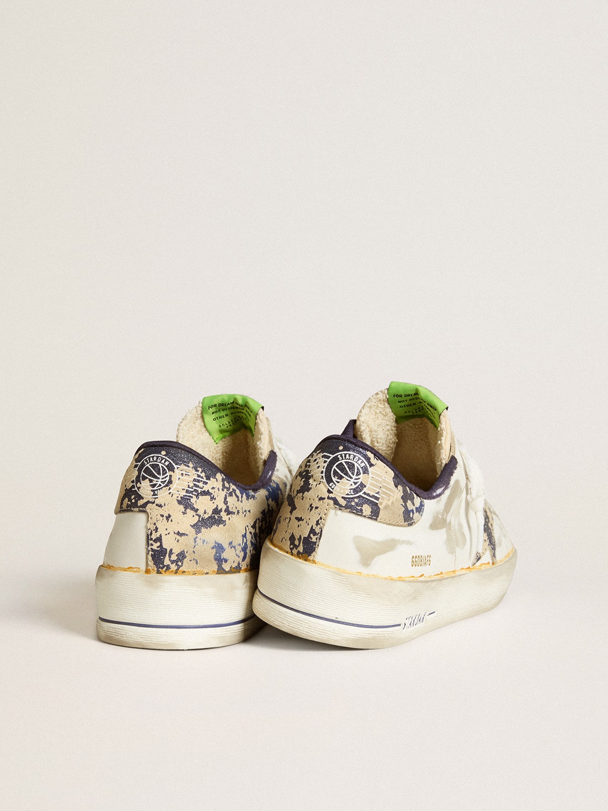 Men's Stardan LAB in white leather with a camouflage star and heel tab