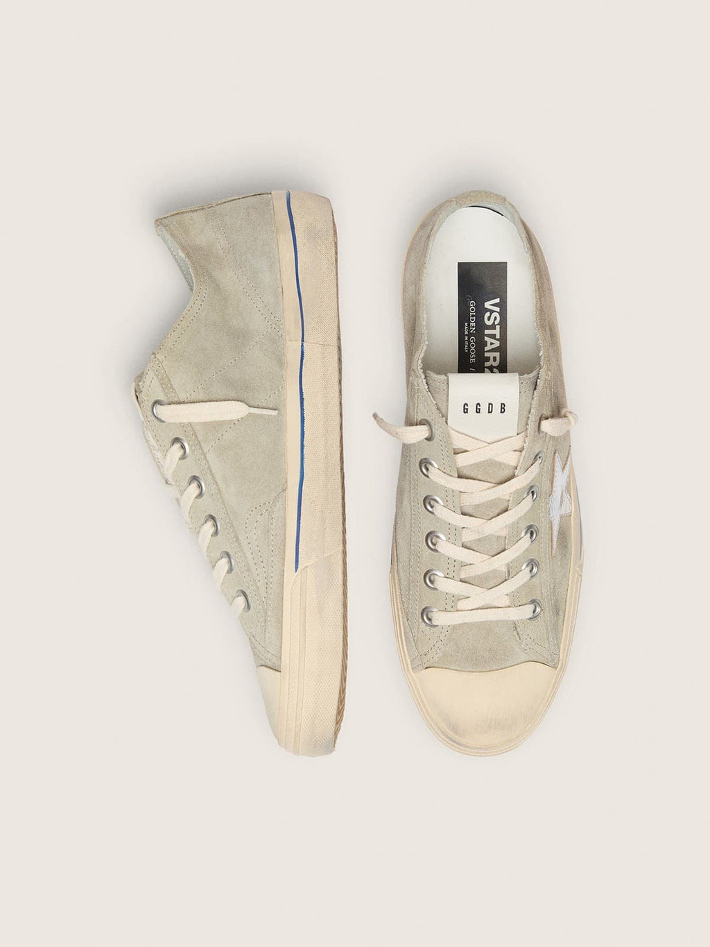 V-Star in dove-gray suede with silver metallic leather star