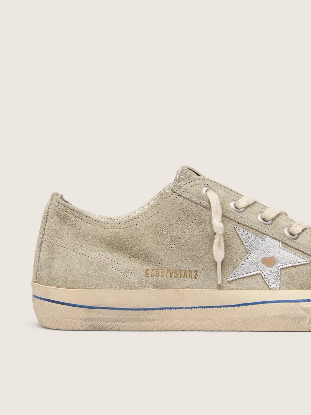 V-Star in dove-gray suede with silver metallic leather star
