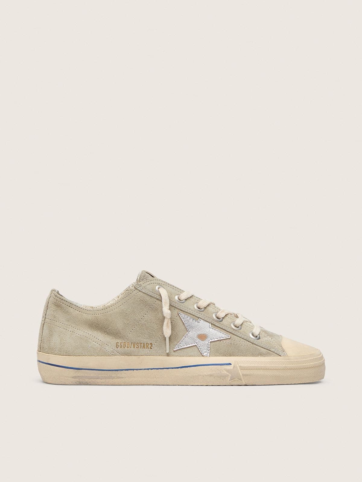 V-Star in dove-gray suede with silver metallic leather star