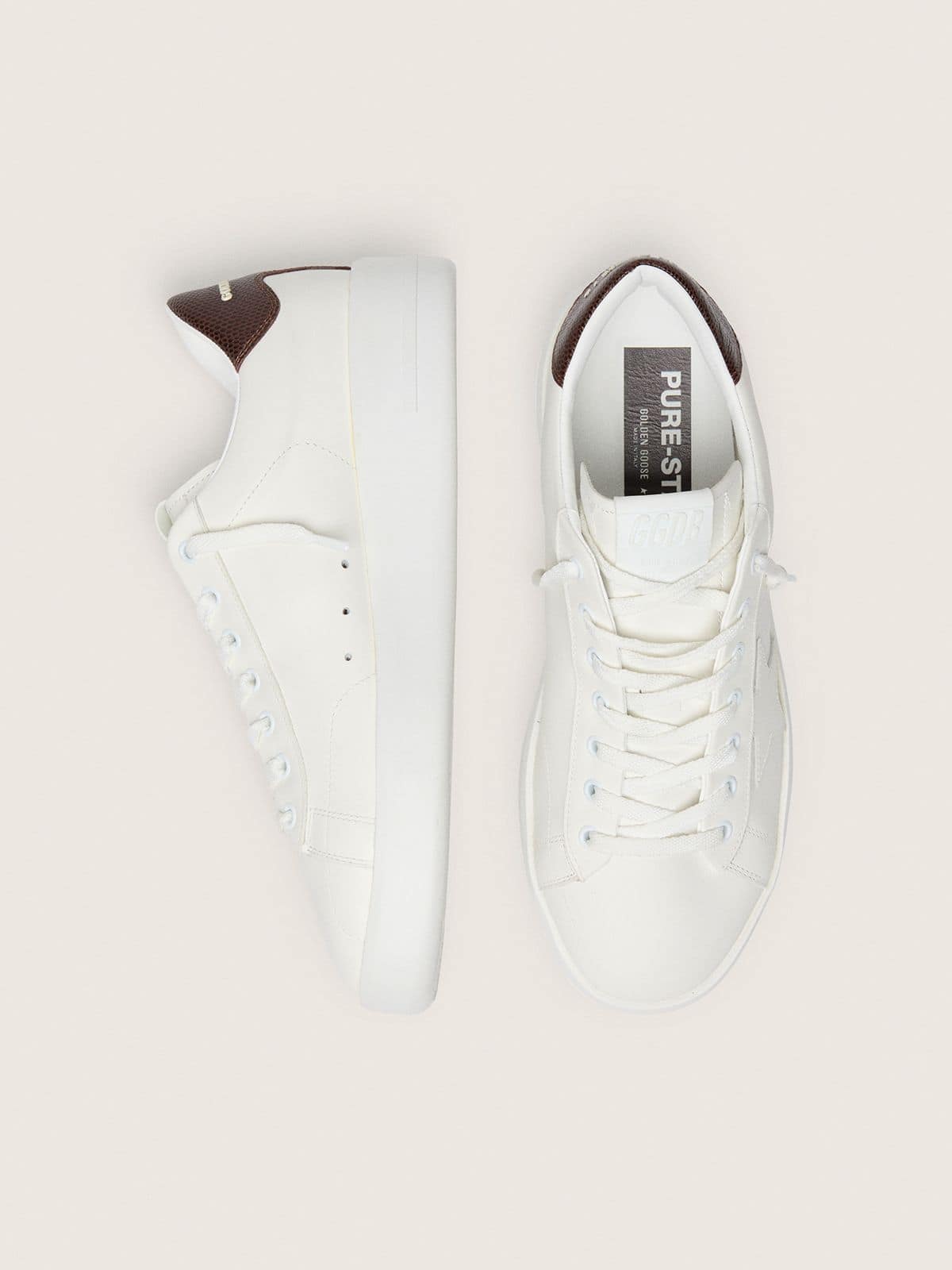 Purestar with white star and burgundy lizard-print heel tab