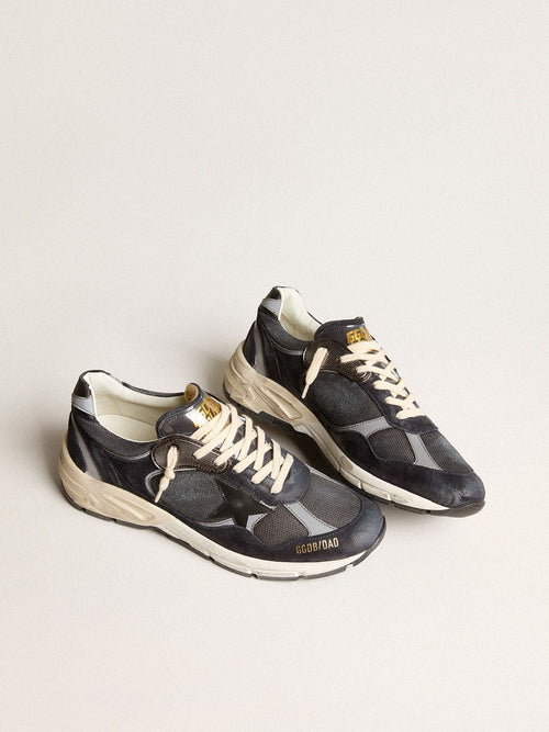 Men's Dad-Star in dark blue mesh and suede with black star