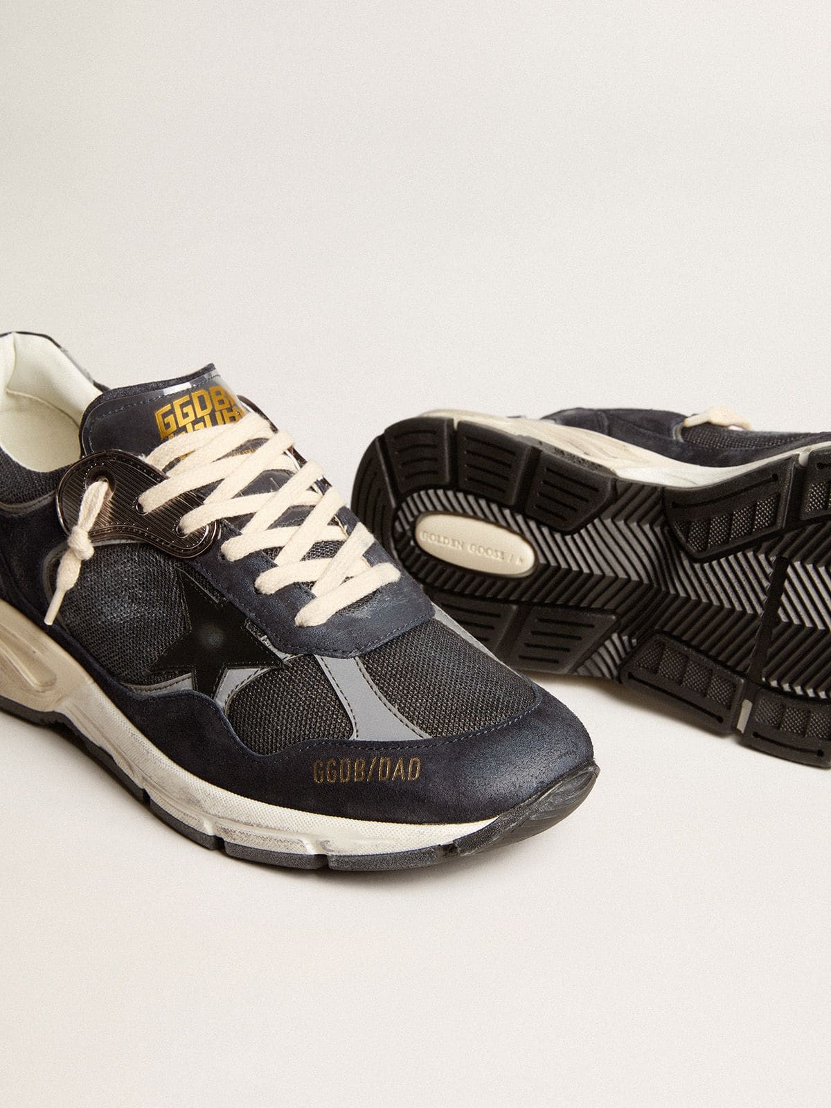 Men's Dad-Star in dark blue mesh and suede with black star