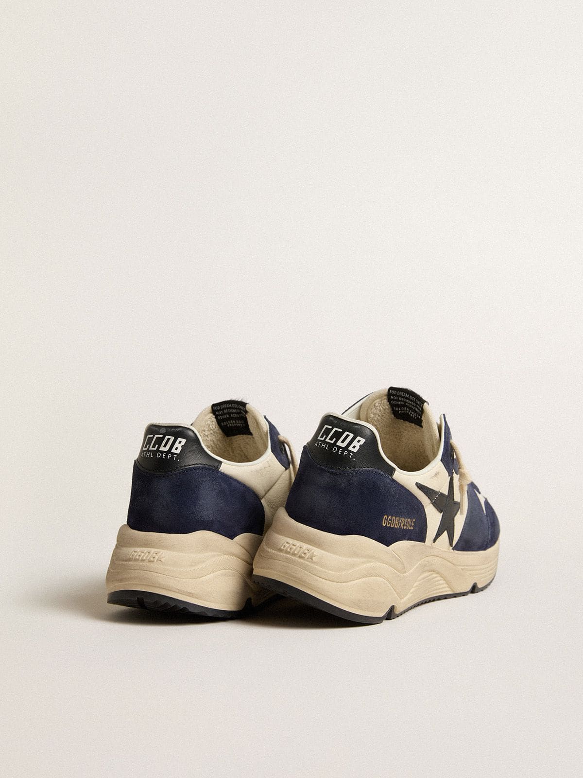 Men's Running Sole in black and beige nappa leather with black star and heel tab
