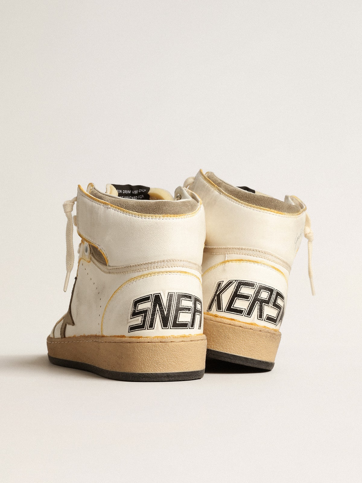 Men's Sky-Star in white nappa leather with dove-gray suede star