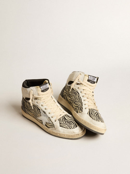 Men's Sky-Star LAB in zebra nappa with textured silver leather star