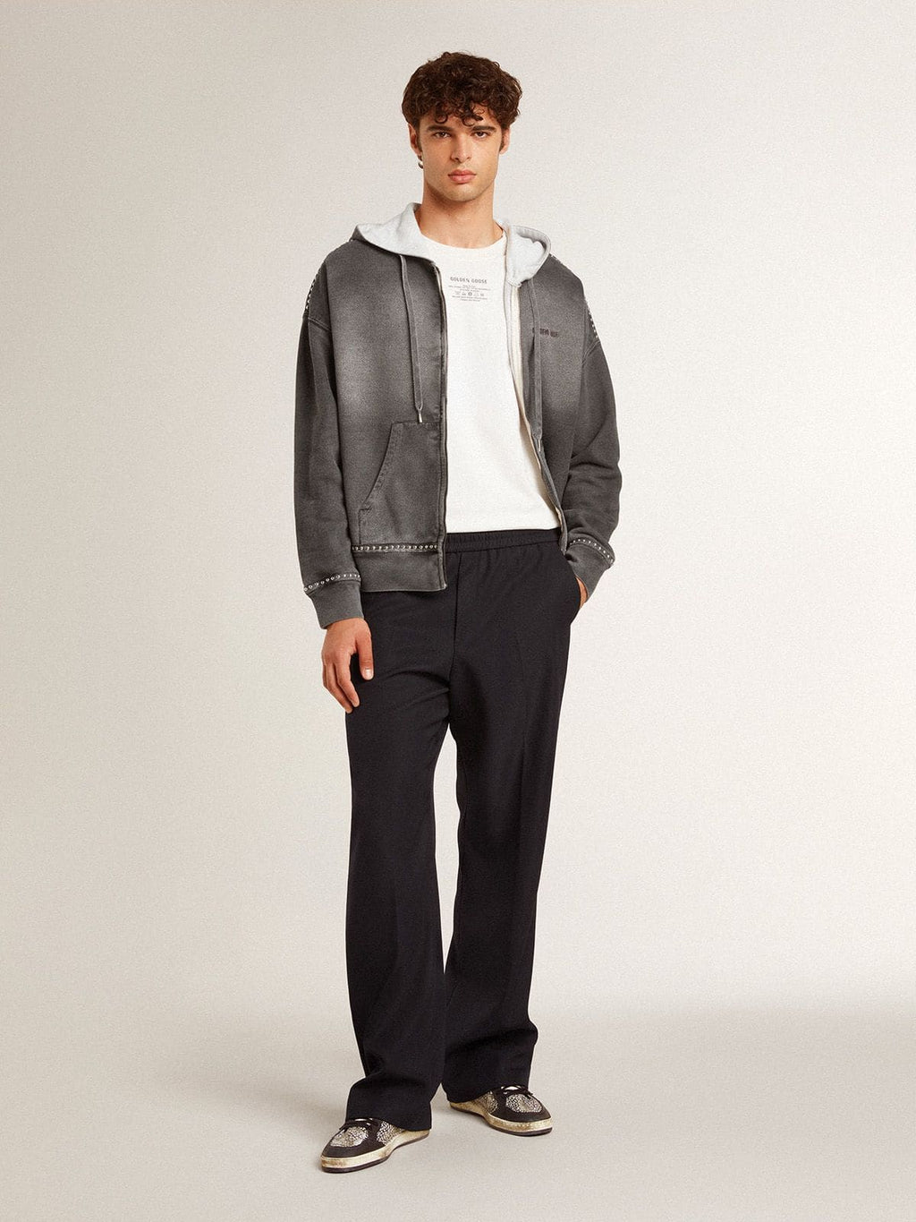 Men's Ball Star in elephant-print leather with black leather star