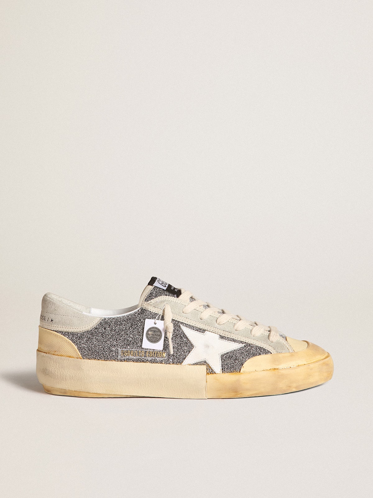 Men's Super-Star LAB with white star and Swarovski glitter upper