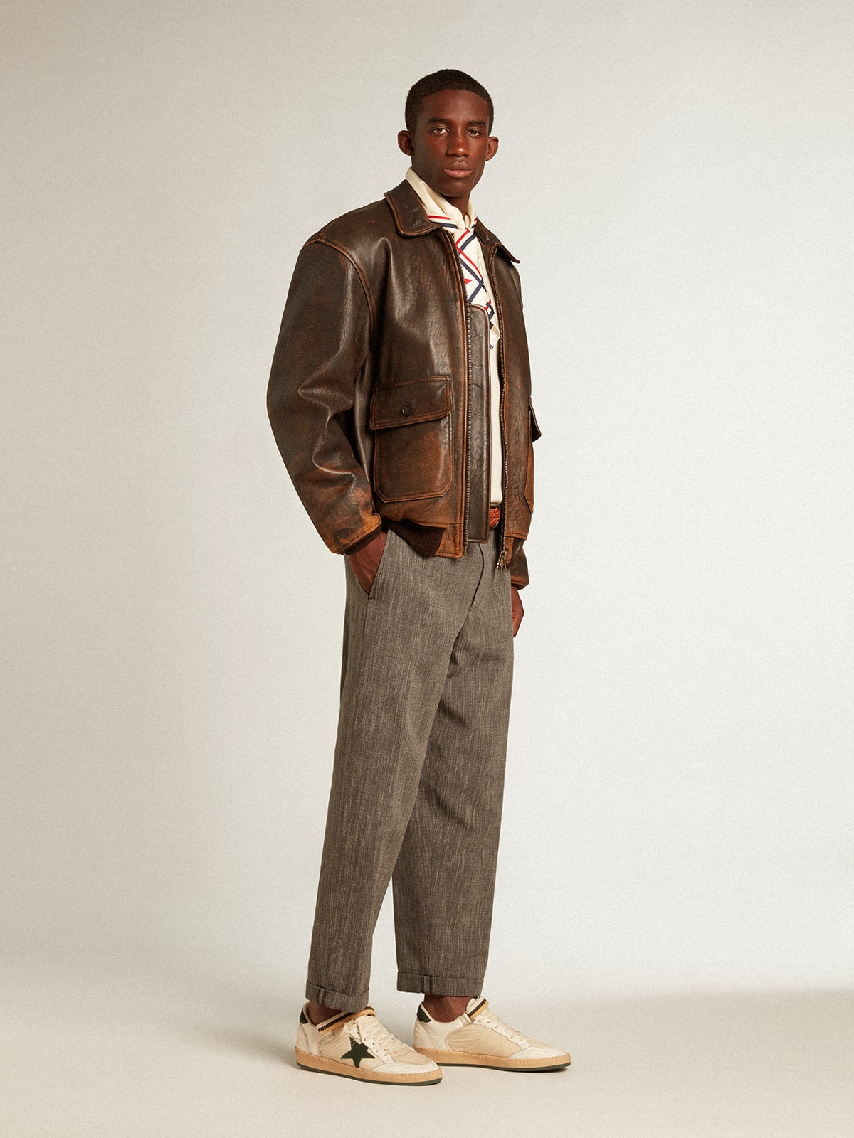 Ball Star in nylon and nappa with green suede star and heel tab