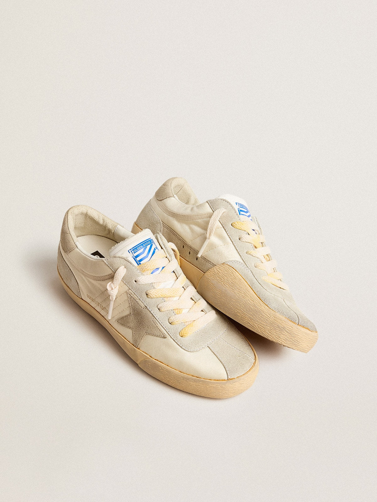 Men's Super-Star LAB in nylon with dove-gray star and ice-gray suede inserts