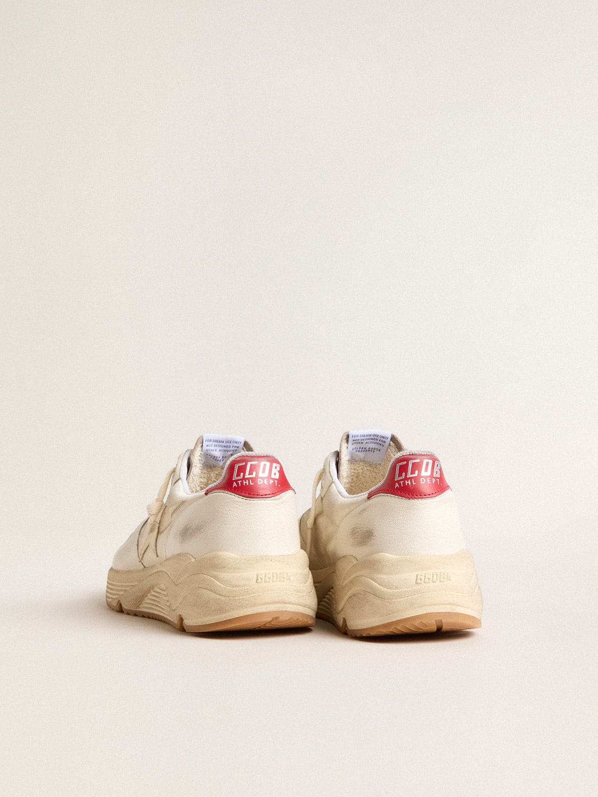Men's Running Sole in nappa leather with beige leather star and red heel tab