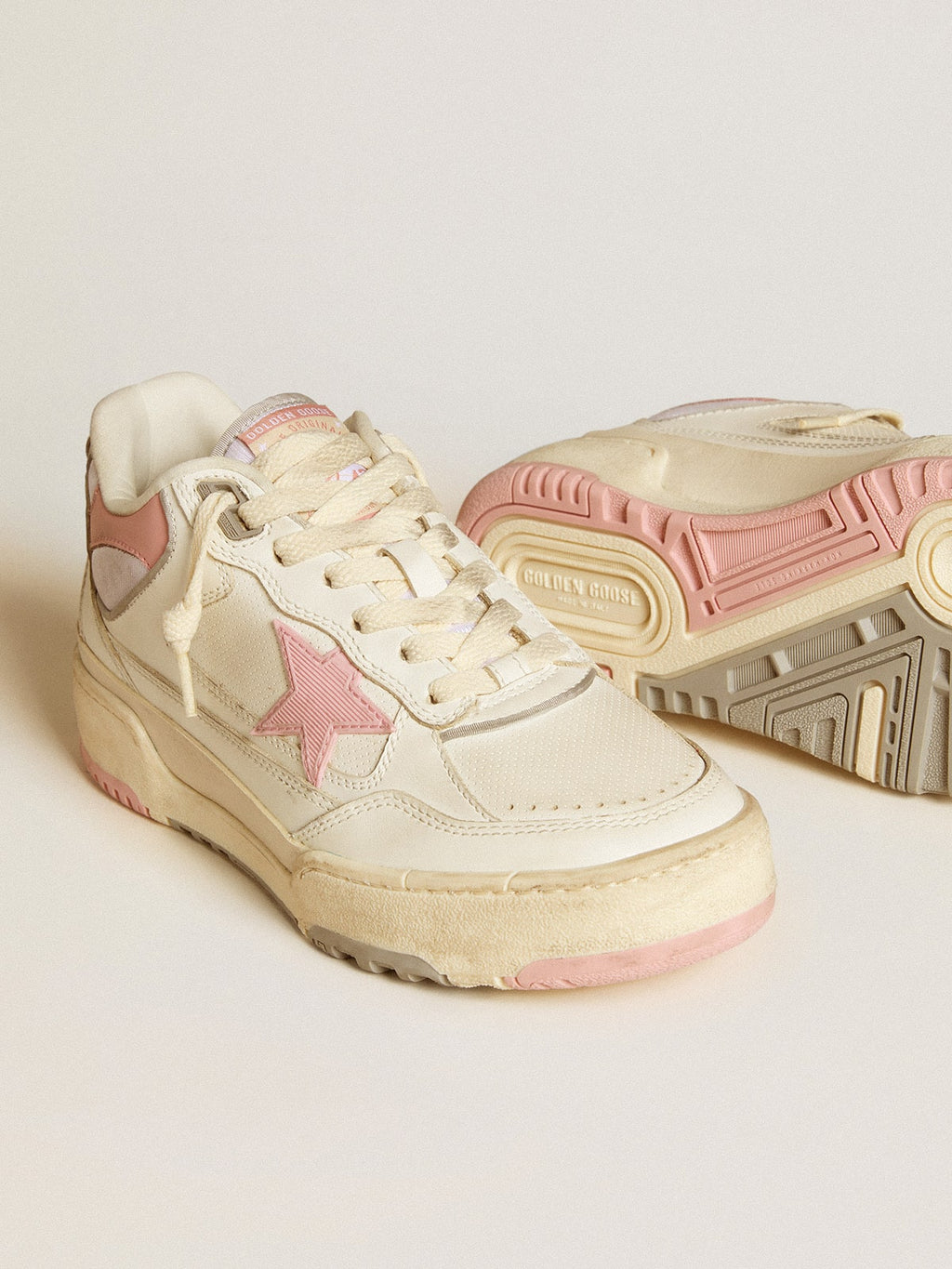 Men's Forty2 with pink star and white leather heel tab