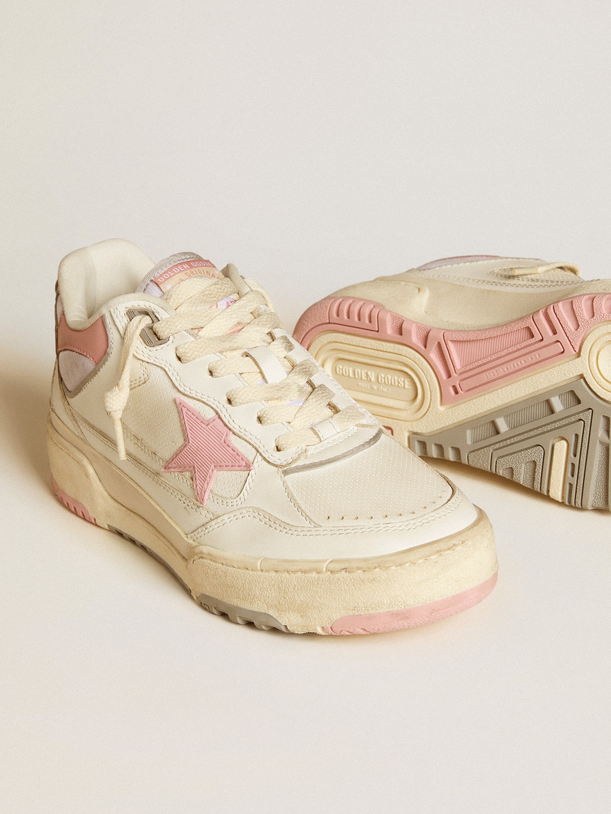 Men's Forty2 with pink star and white leather heel tab