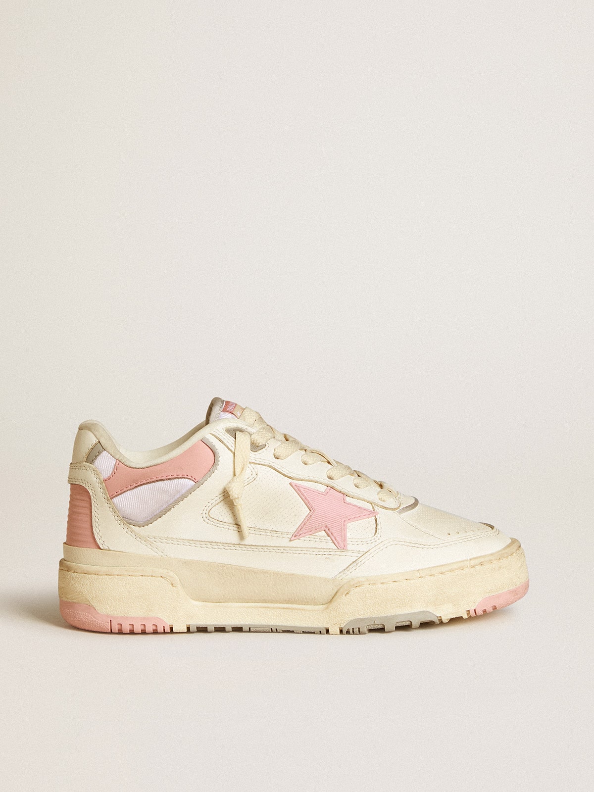 Men's Forty2 with pink star and white leather heel tab