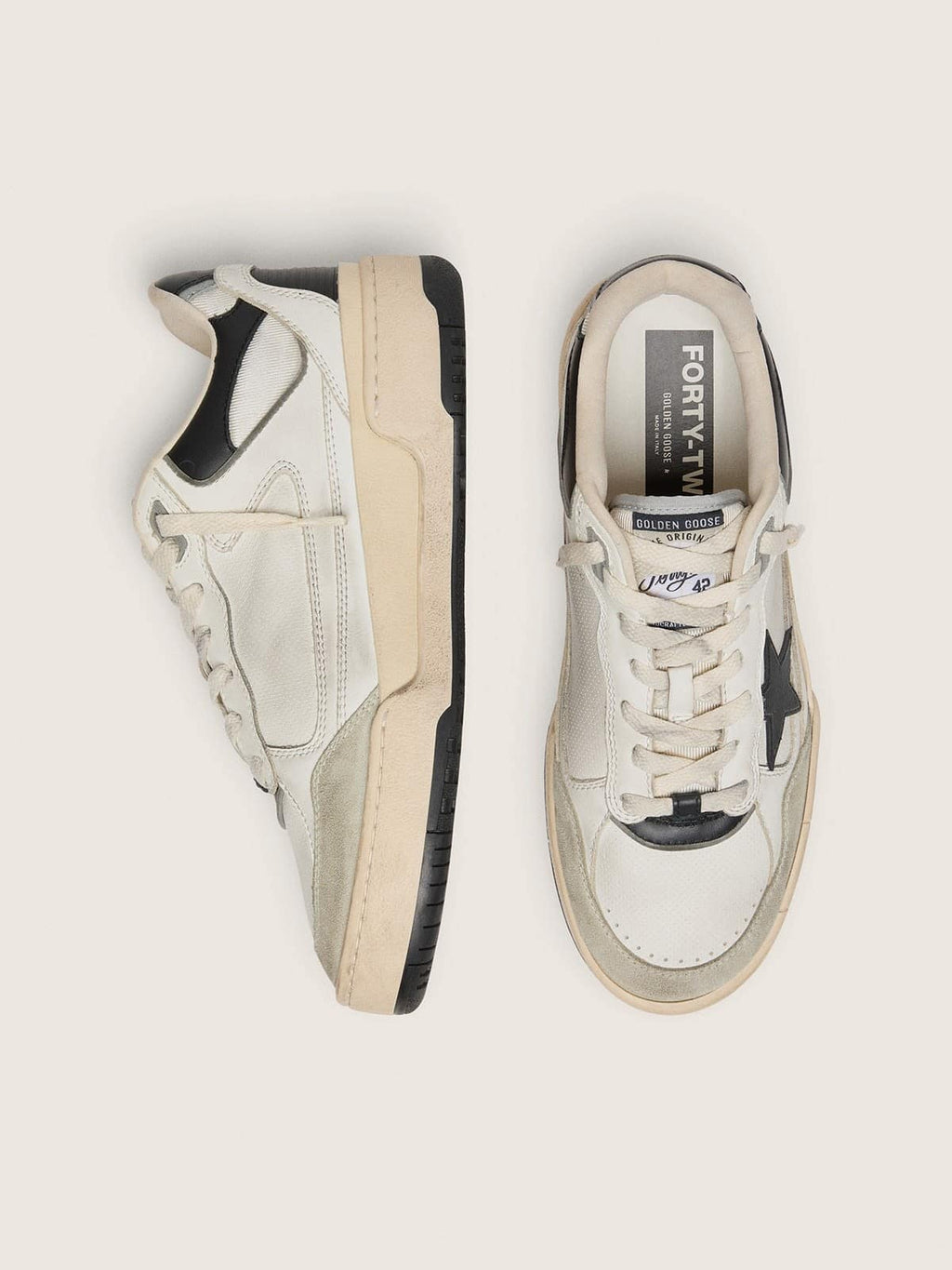 Men's Forty2 with black star and black leather heel tab