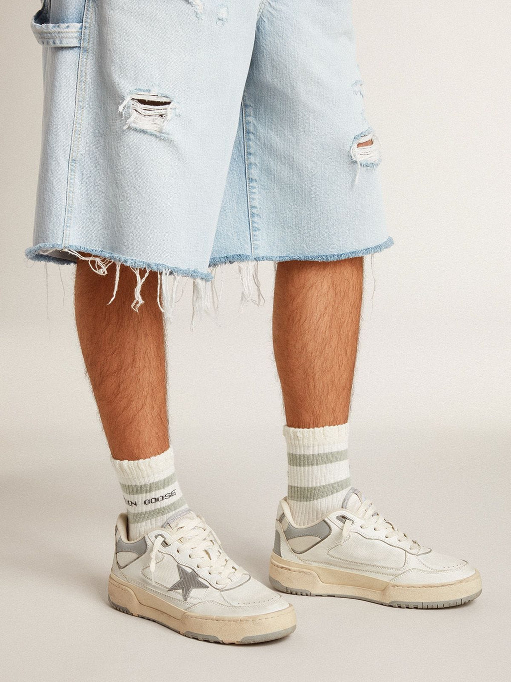 Men's Forty2 with grey star and white leather heel tab