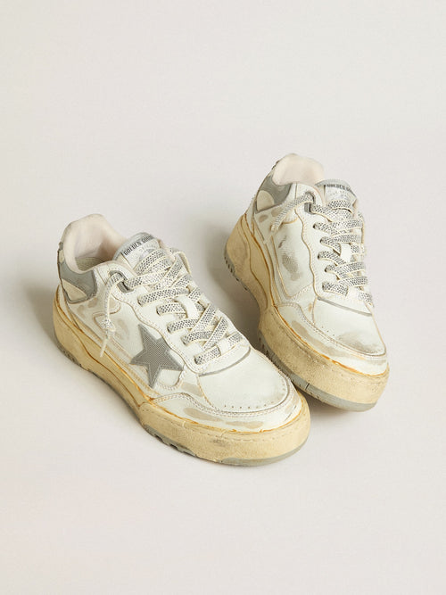 Men's Forty2 in white leather with laces with Swarovski crystals and gray star