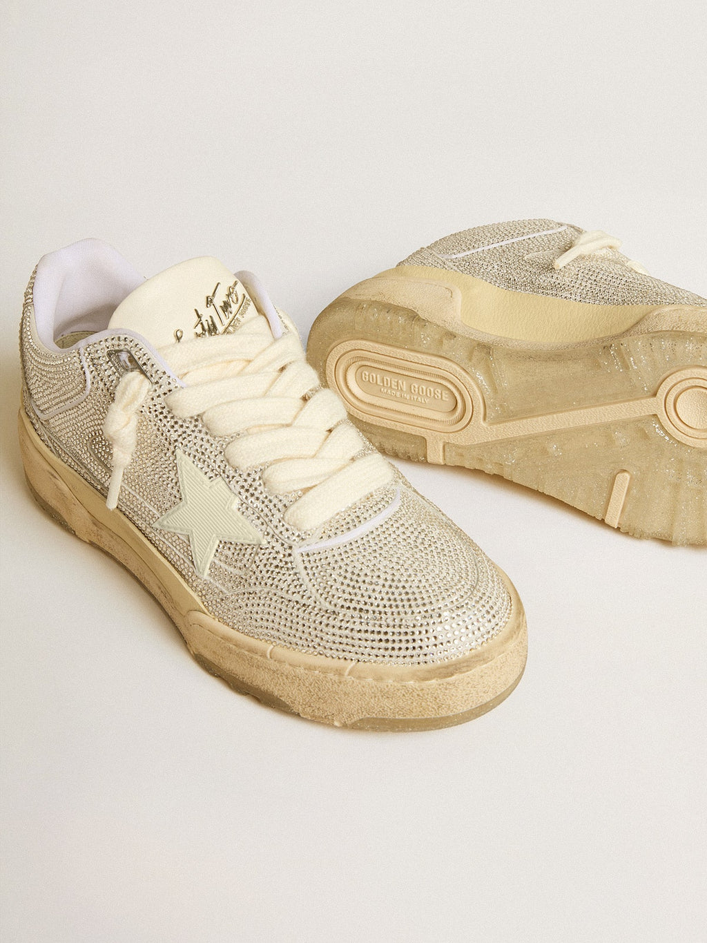 Men's Forty2 in white leather and Swarovski crystals with white star