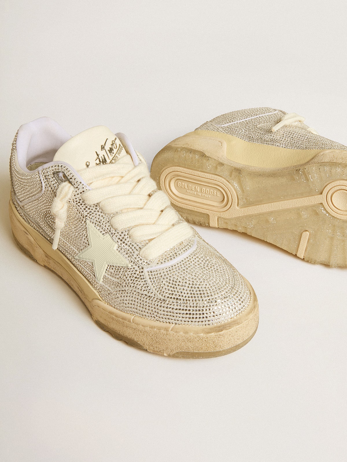 Men's Forty2 in white leather and Swarovski crystals with white star