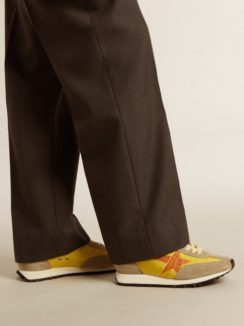 Men's Marathon with yellow nylon upper and orange star