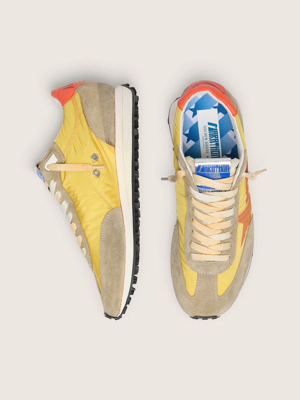 Men's Marathon with yellow nylon upper and orange star