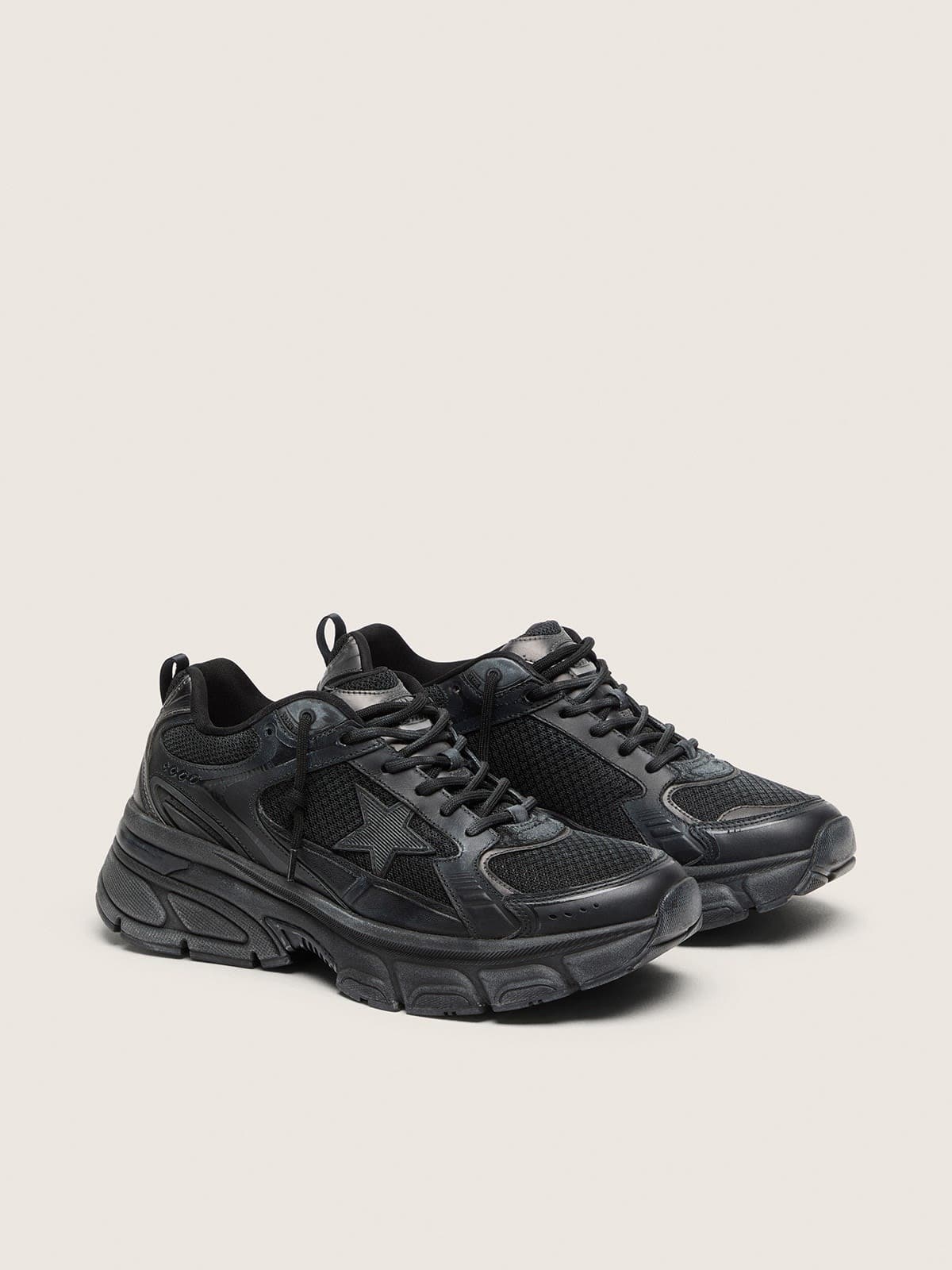 Men's Lightstar with black leather and mesh upper and black star