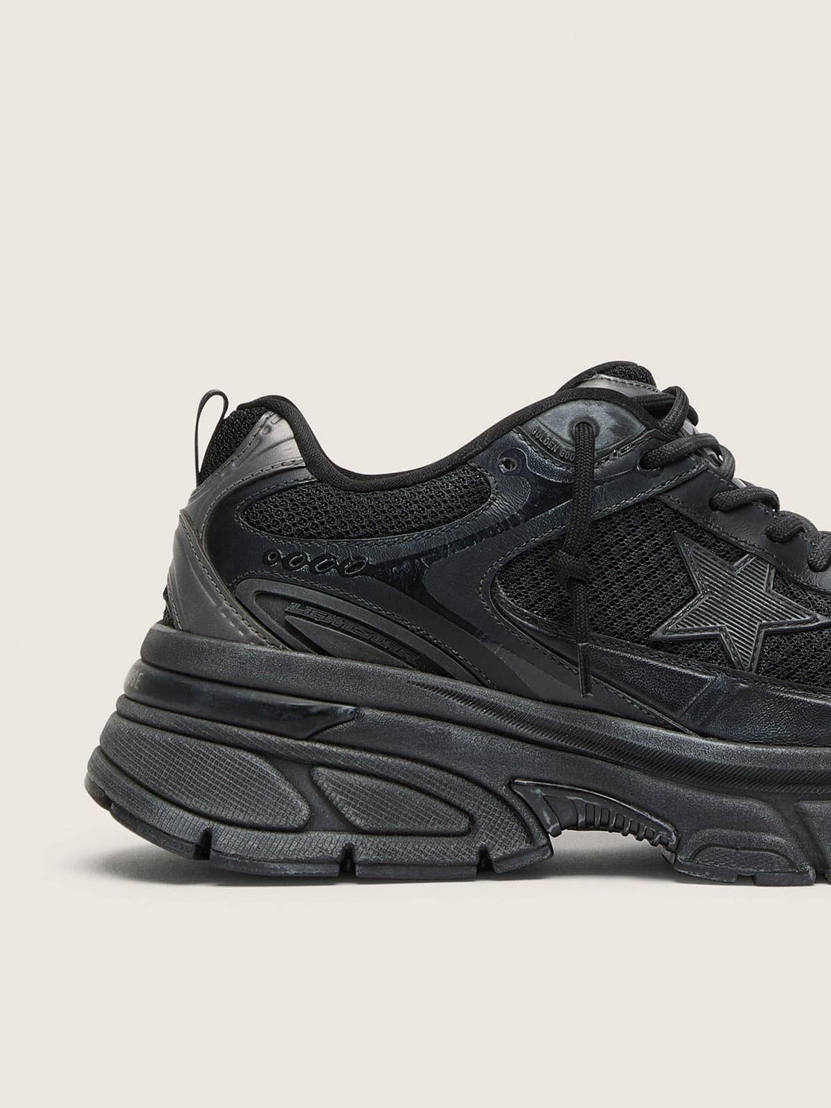 Men's Lightstar with black leather and mesh upper and black star