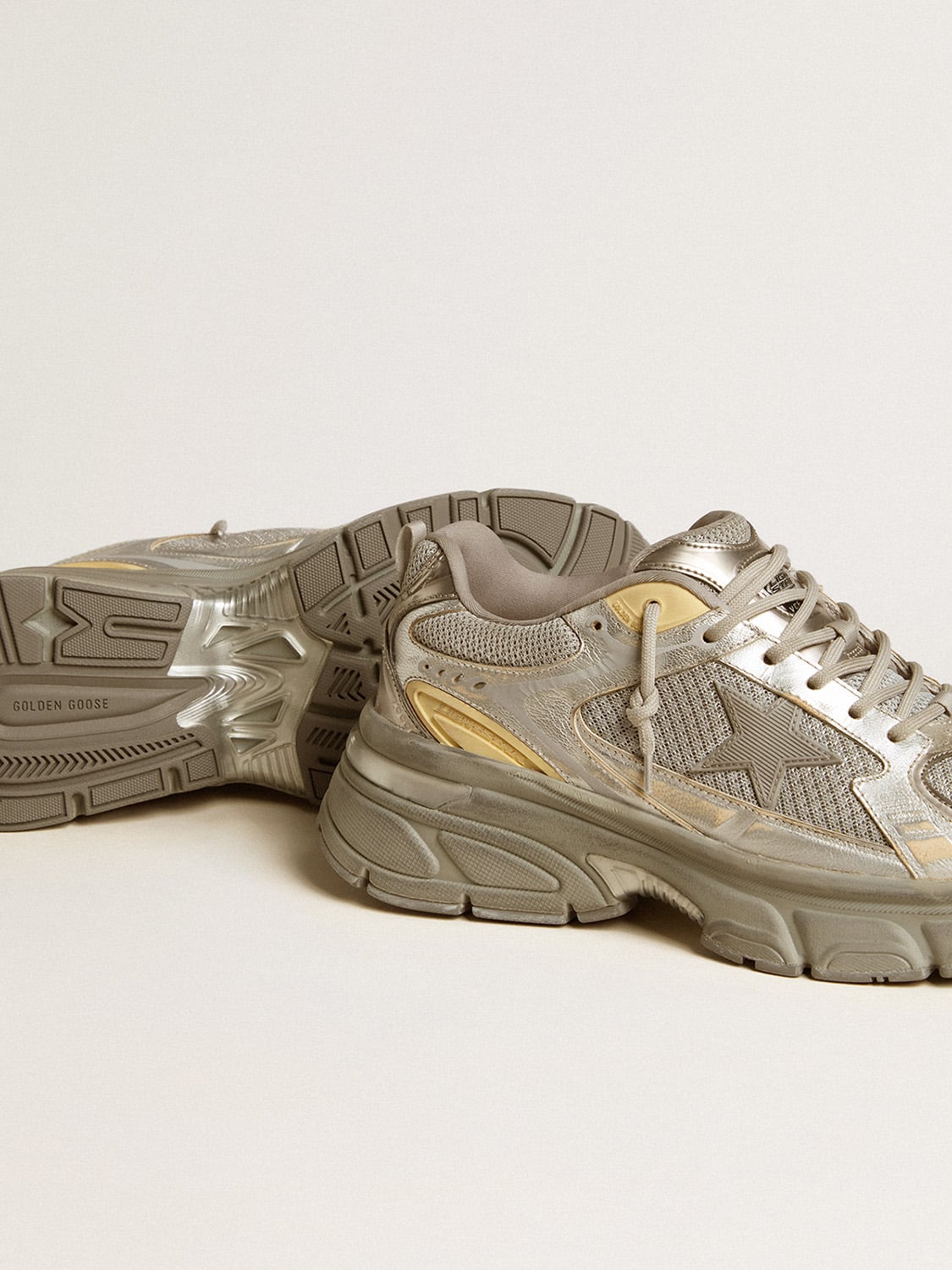 Men's Lightstar in metallic leather and silver mesh with gray star