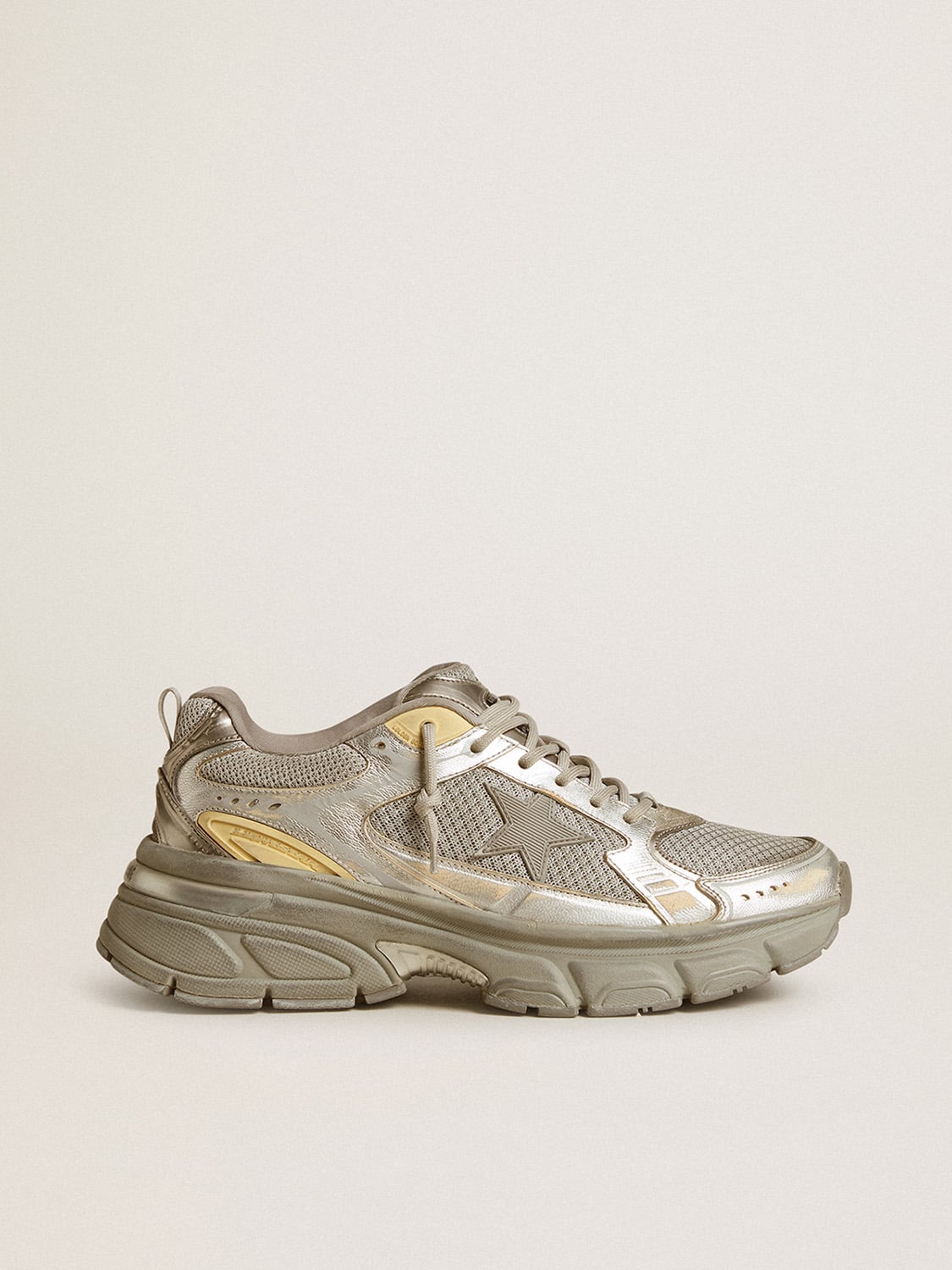 Men's Lightstar in metallic leather and silver mesh with gray star