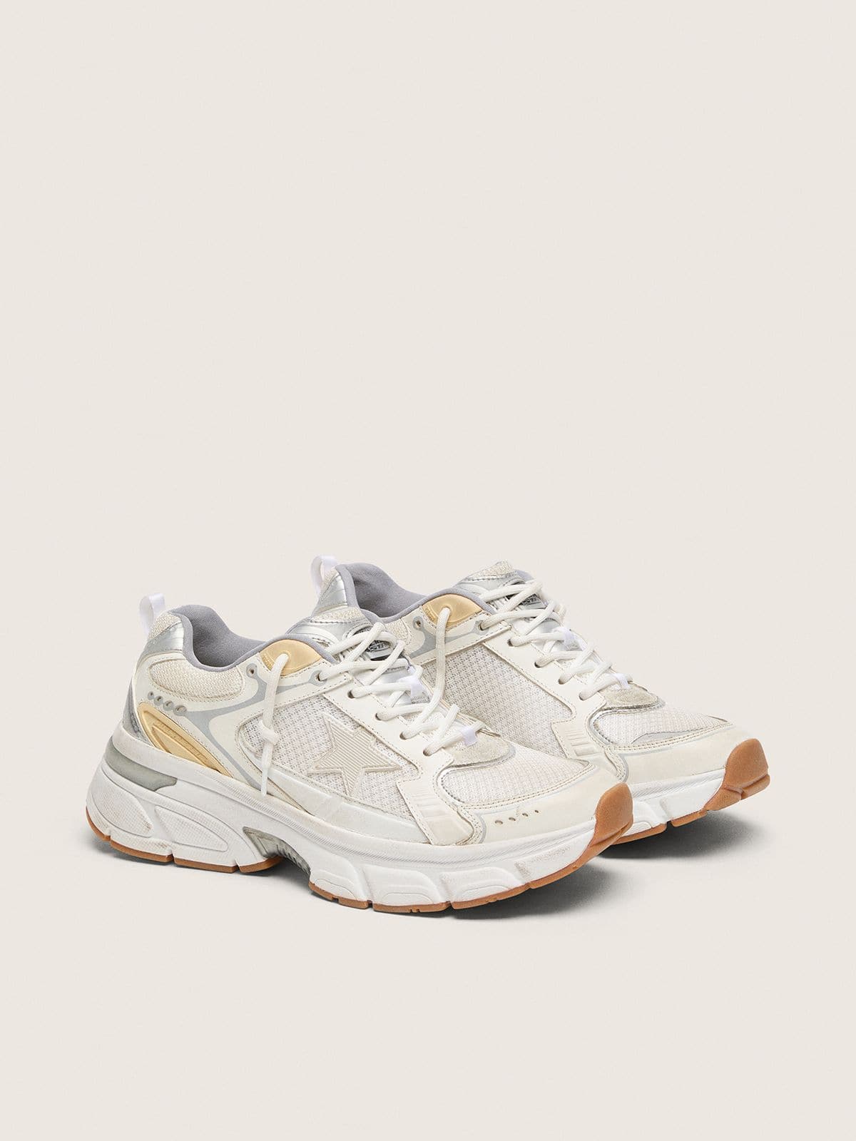 Men's Lightstar in white leather and mesh with worn-white star