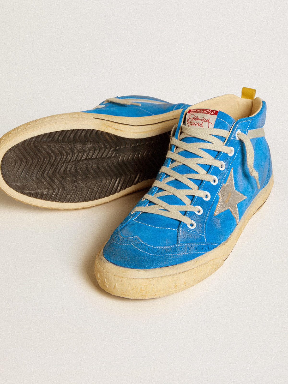 Mid Star in suede with metallic leather star and leather heel tab